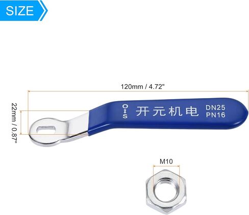 MECCANIXITY Lever Handle Iron Chrome Plated Replacement with Plastic Grip Blue for DN25 Ball Valve in Saudi Arabia