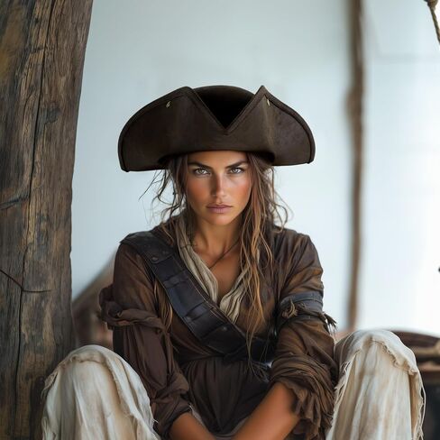 UQJE Authentic Pirate Hat for Women Adult Leather Tricorn Hat Halloween Colonial Costume Accessory in Saudi Arabia