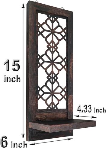 Set of 2 Candle Sconces, Farmhouse Accent Wall Sconce, Caramel Color Candle Holder Wall Decorations for Home Décor, Living Room, Dining Room.(15 x6 in) in Saudi Arabia