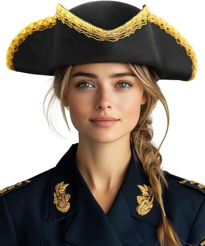 UQJE Authentic Pirate Hat for Women Adult Leather Tricorn Hat Halloween Colonial Costume Accessory in Saudi Arabia