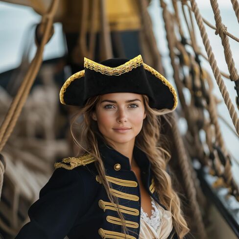 UQJE Authentic Pirate Hat for Women Adult Leather Tricorn Hat Halloween Colonial Costume Accessory in Saudi Arabia