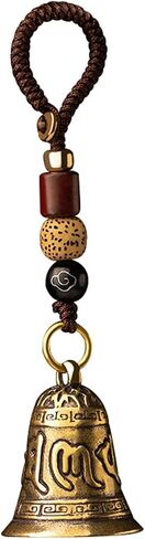 Brass Decorative Bells Keychain with Om Mani Padme Hum Mantra, Hanging Lucky Bell for Car Keys or Backpack as Good Luck Charms in Saudi Arabia