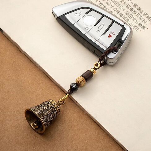 Brass Decorative Bells Keychain with Om Mani Padme Hum Mantra, Hanging Lucky Bell for Car Keys or Backpack as Good Luck Charms in Saudi Arabia