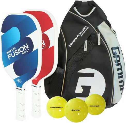 GAMMA Sports Micron Pickleball Paddles Set of 2 with 3 Outdoor Pickleballs and Sling Bag - USA Pickleball Approved, Graphite Hitting Surface, Honeycomb Core - Ideal for Beginners in Kuwait