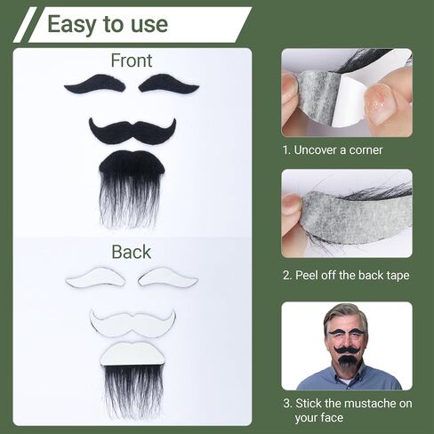 Realistic Mustache Fake Mustache and Eyebrows Men Self Adhesive Fake Beard Novelty Costume Facial Hair for Cosplay in Saudi Arabia