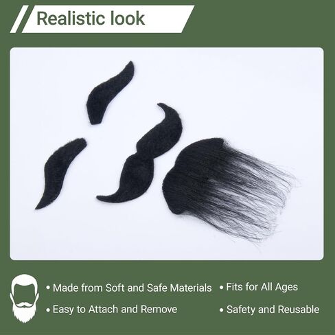 Realistic Mustache Fake Mustache and Eyebrows Men Self Adhesive Fake Beard Novelty Costume Facial Hair for Cosplay in Saudi Arabia