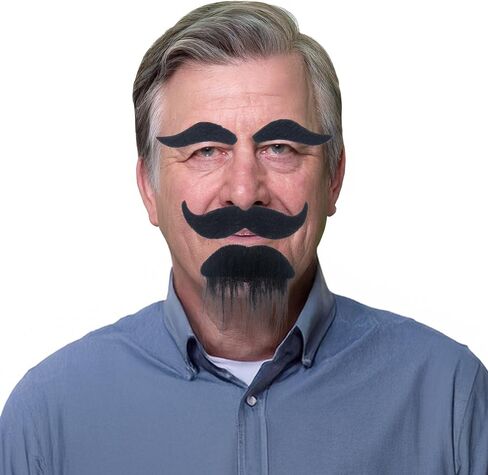 Realistic Mustache Fake Mustache and Eyebrows Men Self Adhesive Fake Beard Novelty Costume Facial Hair for Cosplay in Saudi Arabia