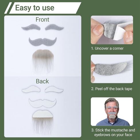 Realistic Mustache Fake Mustache and Eyebrows Men Self Adhesive Fake Beard Novelty Costume Facial Hair for Cosplay in Saudi Arabia