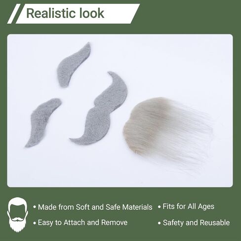 Realistic Mustache Fake Mustache and Eyebrows Men Self Adhesive Fake Beard Novelty Costume Facial Hair for Cosplay in Saudi Arabia
