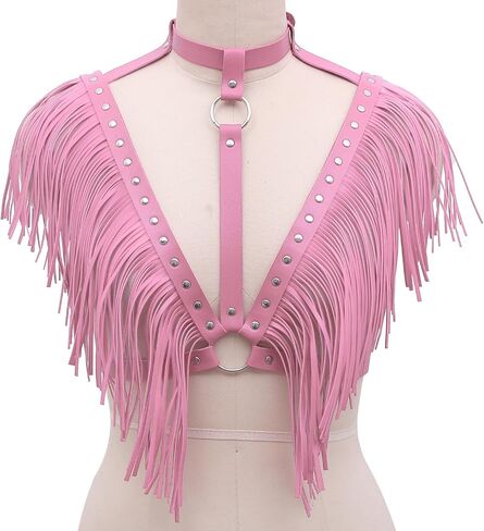 Women's Fashionable Sexy Adjustable Faux Leather Fringe Belt - Trendy Fringed Shawl for Outerwear and Binding Style in Kuwait