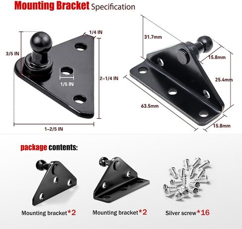 10MM Gas Spring Lift Strut Bracket Ball Stud Black, Mounting Bracket for Lift Support Prop, Pack of 4 in Saudi Arabia