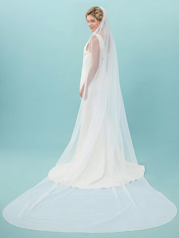 Wedding Veil Pearls and Crystals Beaded Edge 1 Tier Bridal Veil With Matel Comb in Saudi Arabia