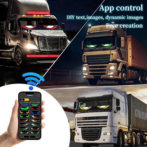 2PCS Devil Eyes Light for Windshield & Truck, 23.62inx4.72in Programmable LED Display for Car Windows - Flexible Waterproof Dynamic Eyes with Bluetooth App Control, Suitable for Cars and Trucks in Saudi Arabia