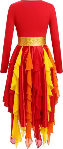IBAKOM Praise Dance Dress Women Gold Metallic Waist Hankerchief Skirt Dance Overlay and Tunic Worship Liturgical Dancewear in Saudi Arabia