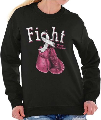 Classic Teaze Fight Boxing Breast Cancer Warrior Women Crewneck Sweatshirt in Kuwait