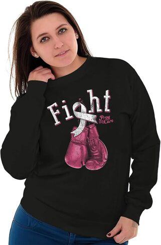 Classic Teaze Fight Boxing Breast Cancer Warrior Women Crewneck Sweatshirt in Kuwait