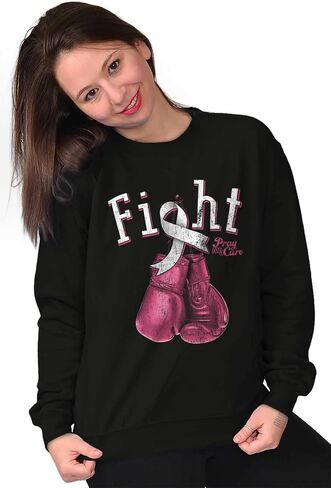 Classic Teaze Fight Boxing Breast Cancer Warrior Women Crewneck Sweatshirt in Kuwait