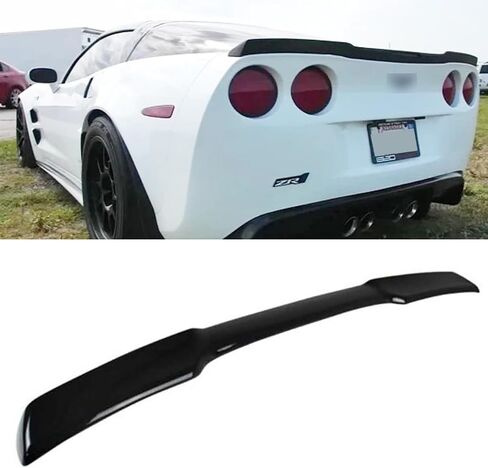Trunk Wing Spoiler Painting Fit for 2005-2013 Corvette C6 ZR1 H Style Rear Spoiler Wing (Gloss Black) in Saudi Arabia