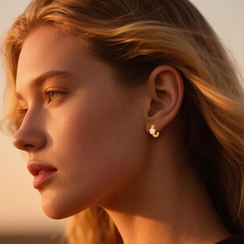 SLUYNZ Solid 925 Sterling Silver Pink Flower Earrings Hoop for Women Teens Cute Flower Hoop Earrings Huggie in Saudi Arabia