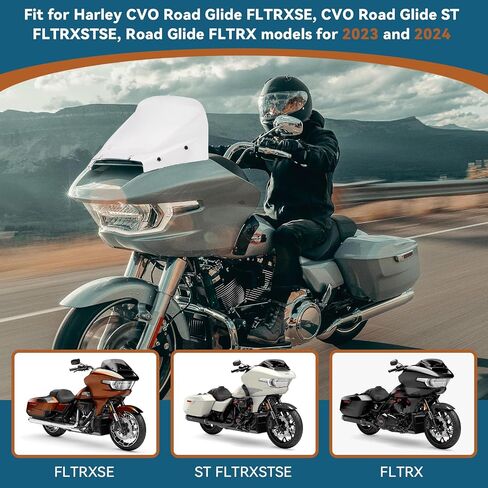 11.5" Motorcycle Windshield Clear Windscreen Wave Wind Spliter Compatible with Harley CVO Road Glide FLTRXSE 2023 2024, CVO Road Glide ST FLTRXSTSE 2024, Road Glide FLTRX 2024 Transparent in Kuwait
