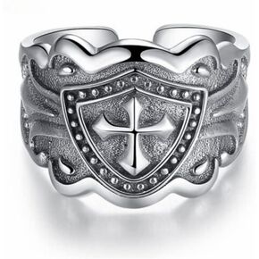 925 Sterling Silver Couple Cross Cross Crusader Shield A pair of vintage punk knights with aggressive universal ring