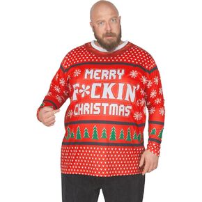 Faux Real Men's 3D Photo-Realistic Ugly Christmas Sweater Long Sleeve T-Shirt