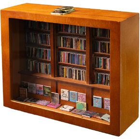 رف الكتب القلق للاختراق بعيدًا عن قلقك ، يحتوي على 300 كتاب للقلق المصغرة ، رف عرض مصغرة ، حلي إبداعية ، هدايا لتوتر الإجهاد للعائلة والأصدقاء (براون)