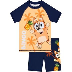 Bluey Boys Swim Set, Bingo Boys Swim Trunks and Rash Guard, Kids Swimwear