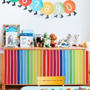 6 Pcs Classroom Curtains for Cabinet 24. 02 x 24. 61 Inches Colorful Rainbow Curtains Self Adhesive for Kindergarten Daycare Primary School Classroom Playroom