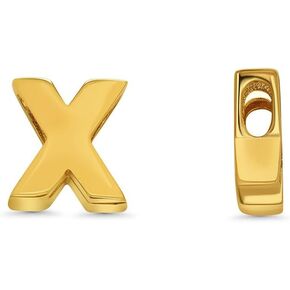 14k Yellow Gold Mini Sliding Block Initial Charm Uppercase Letter Slide Through Pendant in Saudi Arabia