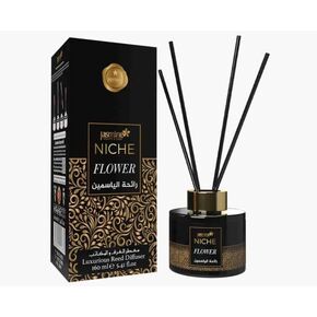 Luxury Jasmine NICHE Reed Diffuser Set 5.41 fl oz Long Lasting Home Fragrance Aromatherapy Diffuser with 6 Sticks Black Gold Bottle for Bedroom Bathroom Living Room Office Home Décor (Crystal)