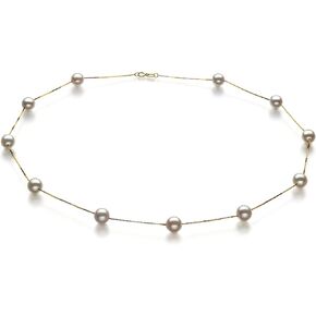 Tin Cup White 6-7mm AA Quality Japanese Akoya 14K Yellow Gold Cultured Pearl Necklace For Women