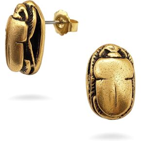 Egyptian Scarab Post Earrings - Gold Finish - Made in USA