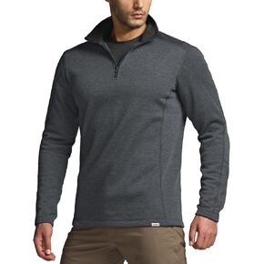 CQR Men's Thermal Fleece Quarter Zip Sweater, Outdoor Lightweight Long Sleeve Pullover, Casual Mock Neck Polo Sweaters