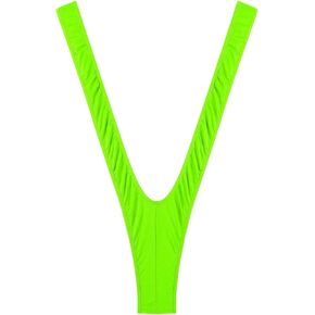 MODSON Women's Extreme Mini Sling Lingerie Micro Halter Ties Up Swimsuit, W-green C, One Size