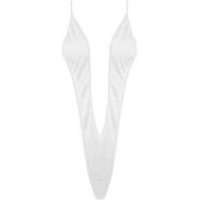 MODSON Women's Extreme Mini Sling Lingerie Micro Halter Ties Up Swimsuit, V-string White, One Size