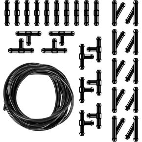 30 PCS Car Windshield Washer Hose Kit, 13.1Ft Washer Fluid Hose, T-type Y-type I-type Hose Connector 10 each, Connected Water Pump and Nozzle Installation Kit for Washing Truck SUV Windshields