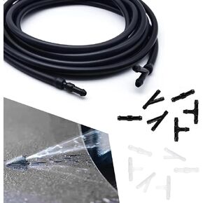 13 PCS Car Windshield Washer Hose Kit, 1 PC 13.12Ft Rubber Hose, 4 PCS T Hose Connectors, 4 PCS I Connectors, 4 PCS Y Retainers, Universal Vehicle Wash Accessories for SUV Truck (Black)