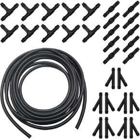 Pack-30 Car Windshield Washer Hose Repair Kit, 13 Ft Flexible Waterproof Rubber Hose for Connecting Pump and Nozzle, with T-type Y-type I-type Connectors, Universal for Cars Trucks (Black)