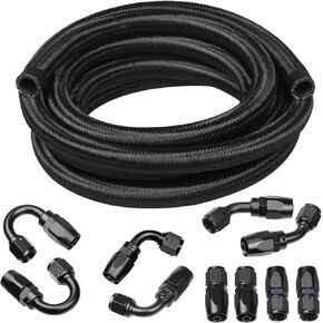4AN Fuel Line Hose Fitting Kit, 4AN CPE Nylon Braided Fuel Line Kit 16FT