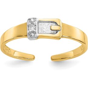 14k Two-Tone Yellow Gold Diamond Belt Buckle Toe Ring (0.01 cttw, I1 Clarity, H-I Color)