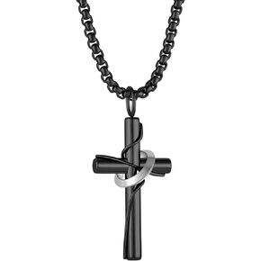 Men's Cross Necklace 316L Titanium Steel Christ Pendant Chain Jewelry Cross Necklace for Men