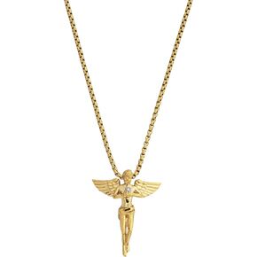| Angel Pendant Necklace | 20.5" Gold Chain Link with 20MM x 20MM Pendant | Waterproof, Heat & Sweat Resistant | Gifts for Men | Men's Jewelry |