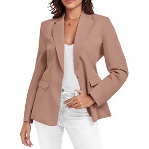 Womens Casual Blazer Open Front Business Suit Jacket Long Sleeve Button Work Office Blazer Summer Lightweight