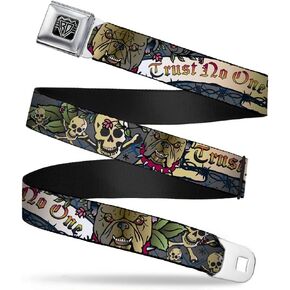 Buckle-Down Seatbelt Belt - Trust No One Gray - 1.0" Wide - 20-36 Inches in Length