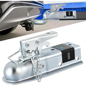 Nilight Straight Trailer Coupler with Security Latch&Chain for 1-7/8 Inch Hitch Ball, 3-Inch Channel,2000 LBS,Heavy Duty Trailler Tongue Coupler for Station Wagon, Truck, Bolted & Welded Installation