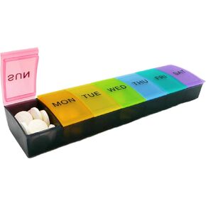 Weekly Pill Organizer 7 Day,Daily Medicine Box Pill Box, Large Medicine Case, Compact Travel Pill Container for Pill, Vitamin, & Fish Oil