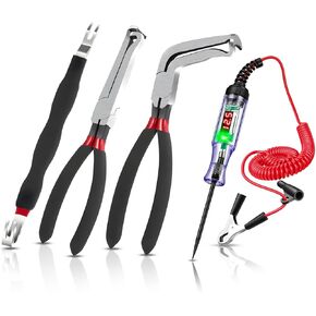 4pcs Professional Electrical Disconnect Pliers for Cars‌, Automotive Electrical Connector Pliers‌, ‌ Automotive Test Light, Electrical Plug Pliers‌ & ‌Connector Removal Tool‌ Kit for Wire Terminals