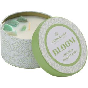 Luxury Candle Tin, 6 OZ, Calm - Sodalite Healing Crystal Infused - Scents of Chamomile, Howood, & Sage - Destress, Insight, Serenity, & Peace - Coconut Wax, Essential Oils