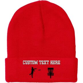 Custom Beanies for Men Disc Golf Sport Embroidery Disc Golf Winter Hats for Women Acrylic Skull Cap 1 Size